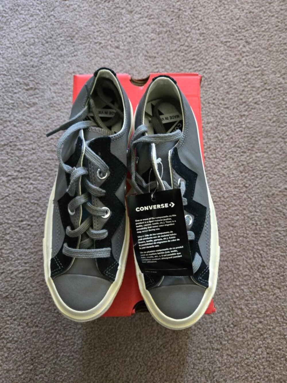 Converse Low Top Chuck 70 Leather Mason Black/Grey Sneakers Women's 6.5
